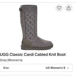 UGG Women's Gray Classic Cardi Knit Boot
